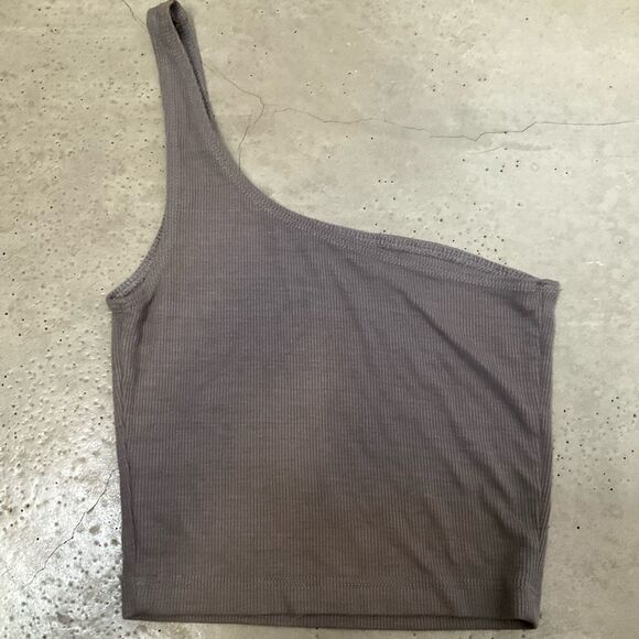 Joah Brown One Shoulder Crop Top - Picture 3 of 7